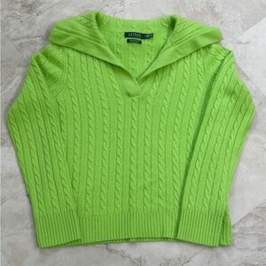 Ralph Lauren 100% Cashmere Women’s Cable Knit Lime Green Size Large